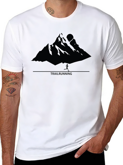 Trail Running Mountain Graphic Tee - Black