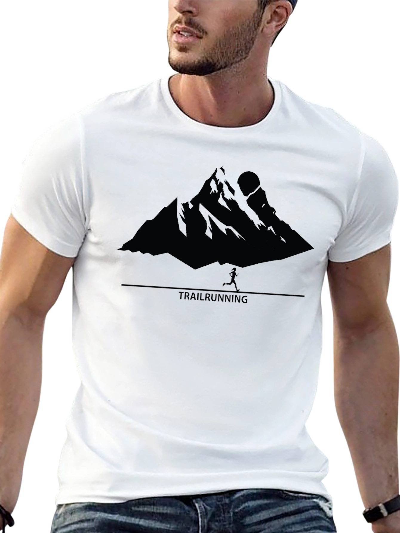 Trail Running Mountain Graphic Tee - Black