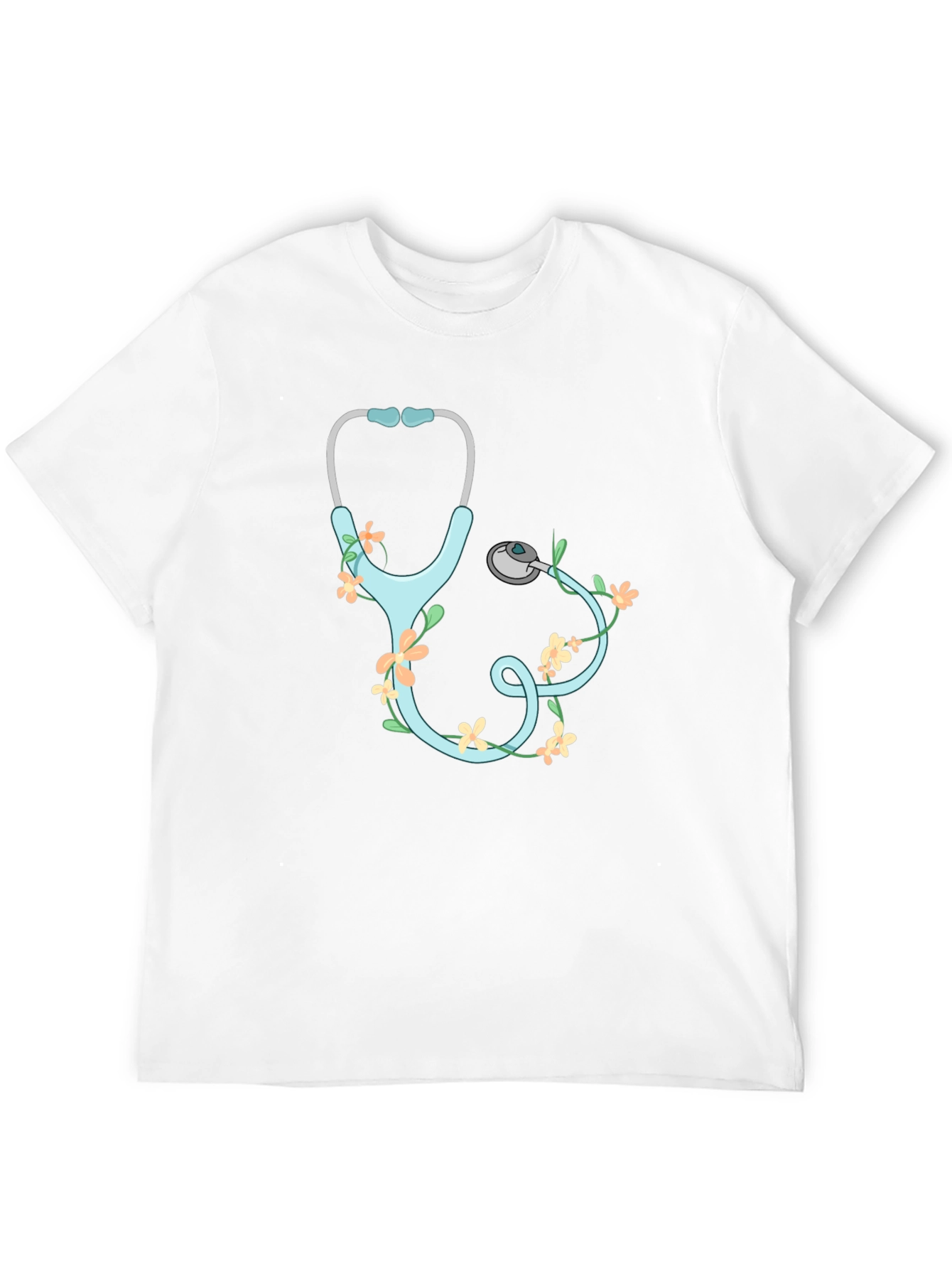 Floral Stethoscope Graphic T-Shirt - Black