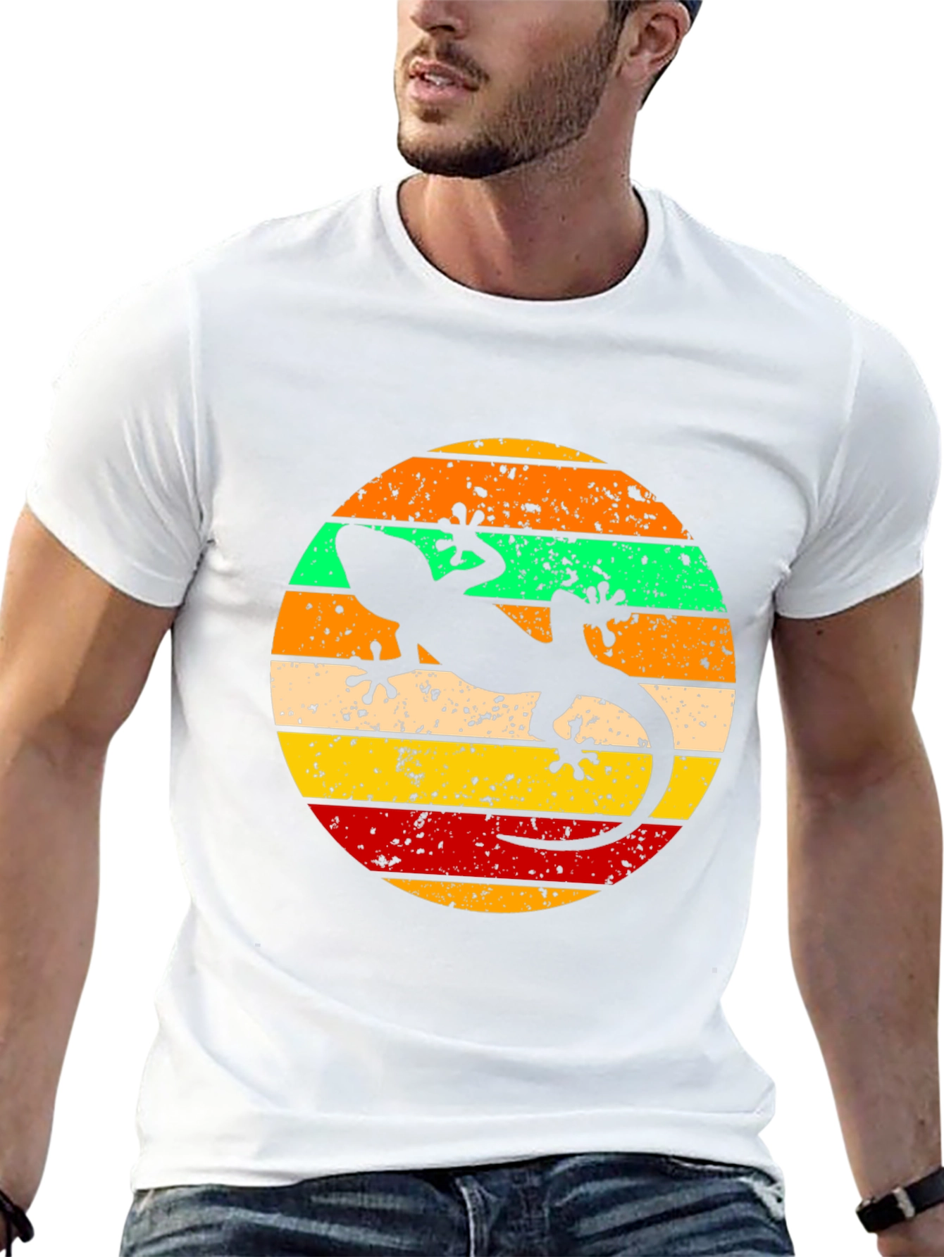 Retro Gecko Graphic T-Shirt - Cool Lizard Tee