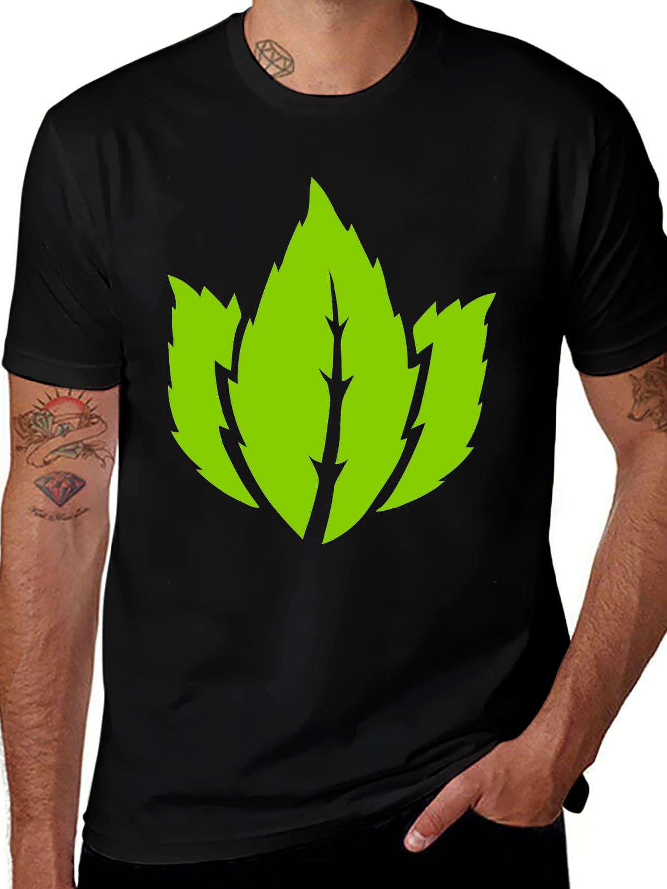Leaf Graphic Black T-Shirt