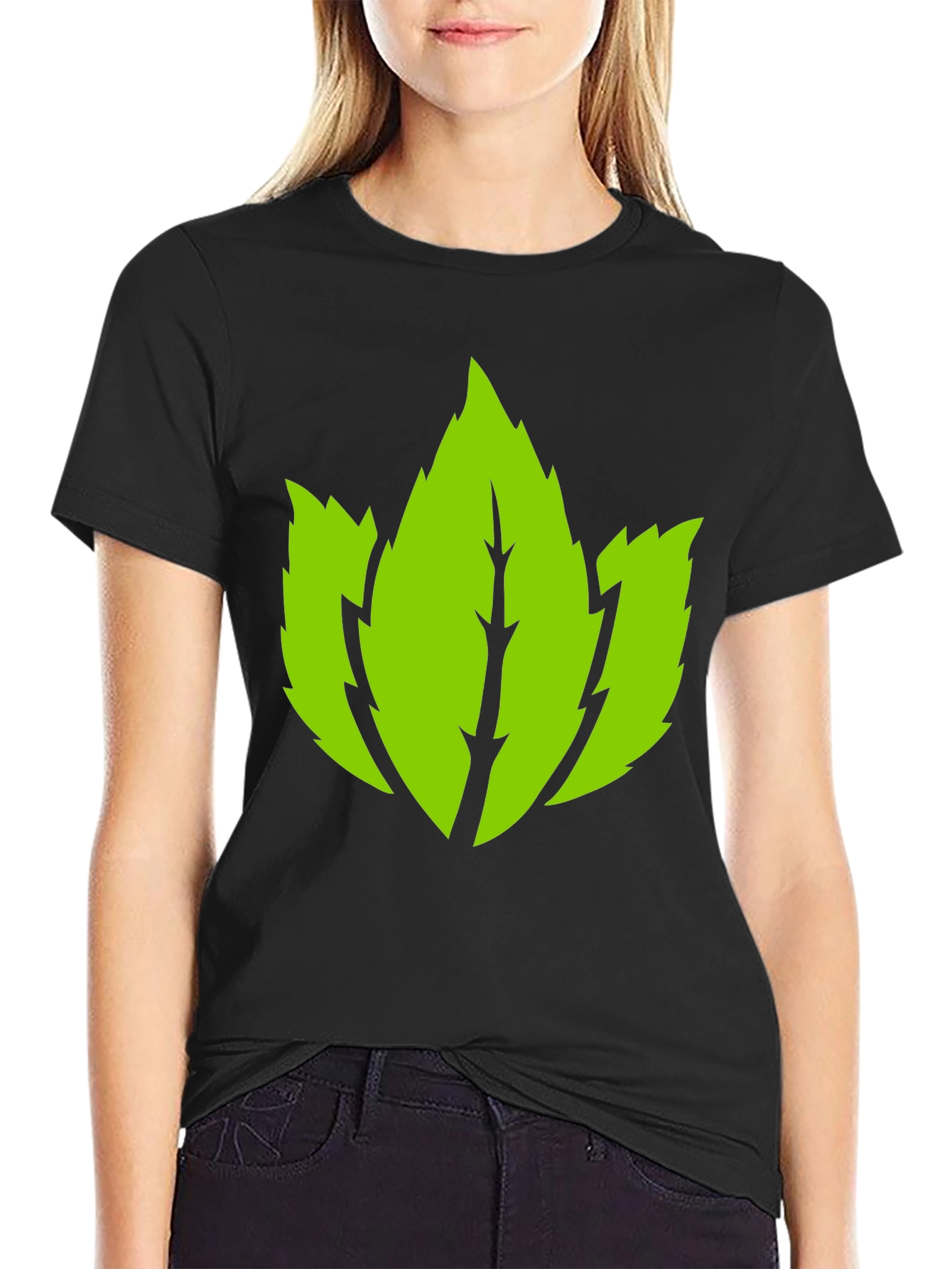 Leaf Graphic Black T-Shirt