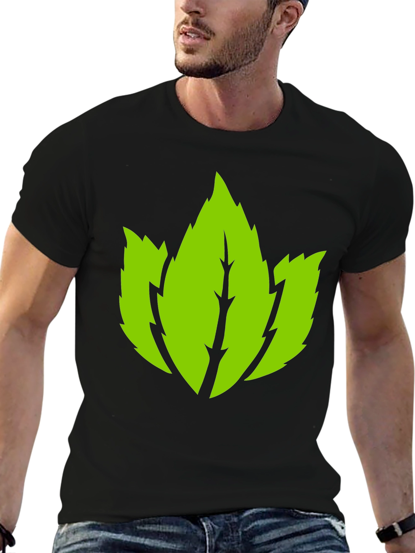 Leaf Graphic Black T-Shirt