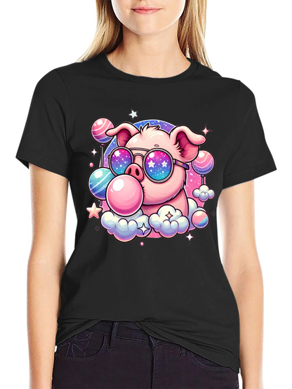 Cool Pig Bubble Gum Graphic Tee - Black