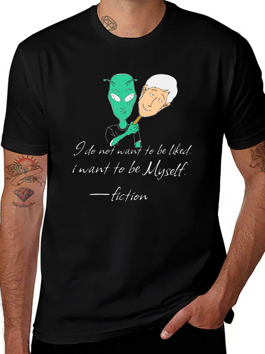 Alien Identity Black T-Shirt - Be Yourself Fiction Quote
