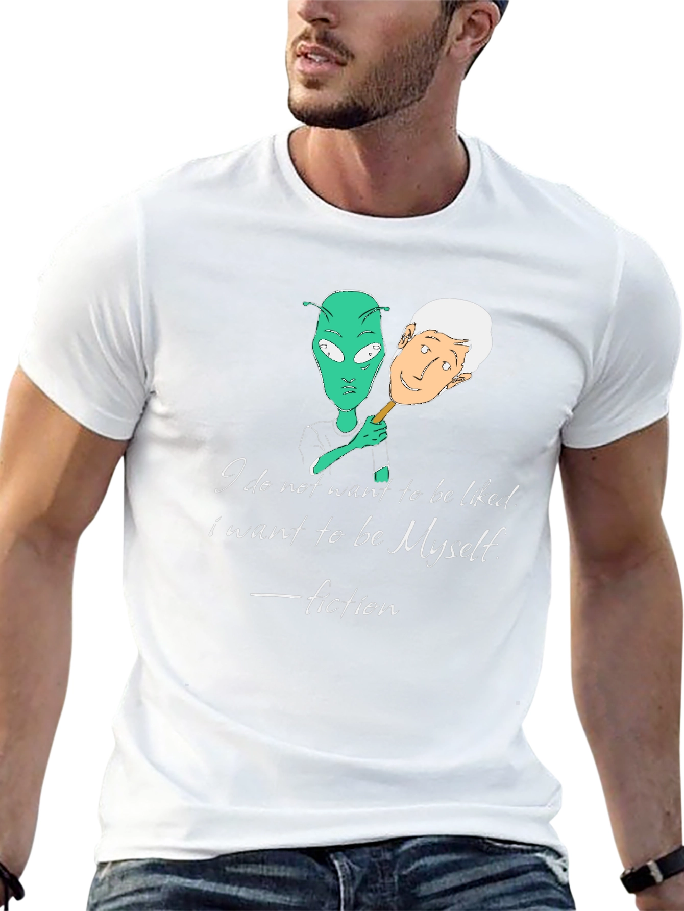 Alien Identity Black T-Shirt - Be Yourself Fiction Quote