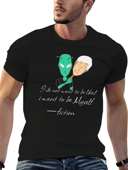 Alien Identity Black T-Shirt - Be Yourself Fiction Quote