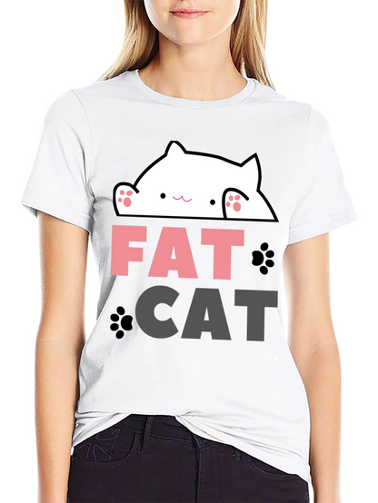 Funny Fat Cat Graphic T-Shirt - Cute Kitten Design