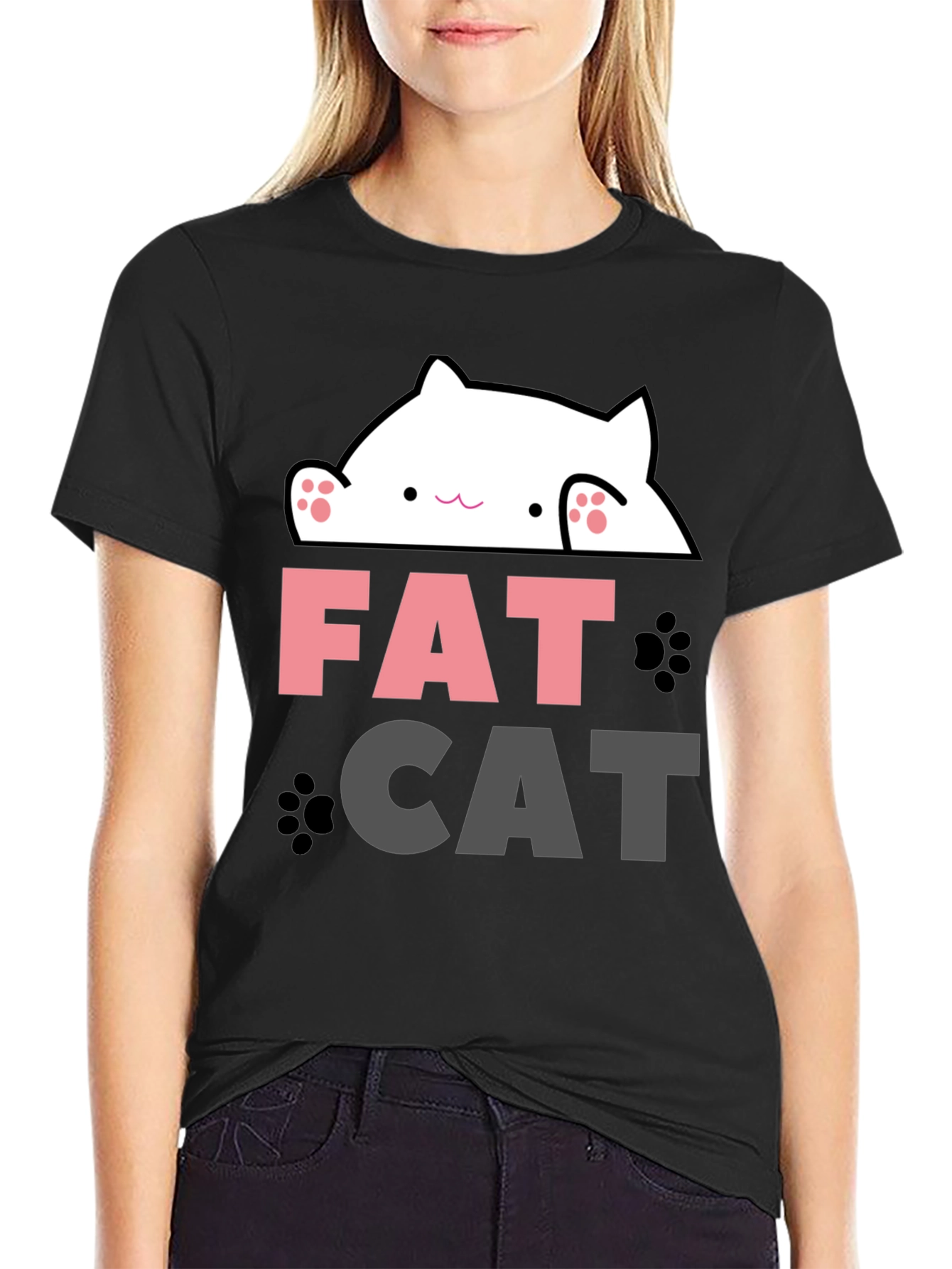 Funny Fat Cat Graphic T-Shirt - Cute Kitten Design