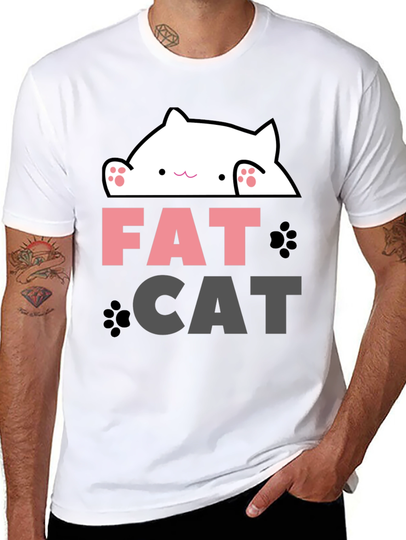 Funny Fat Cat Graphic T-Shirt - Cute Kitten Design