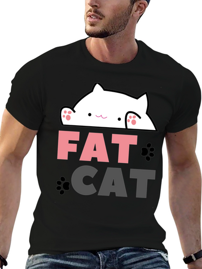 Funny Fat Cat Graphic T-Shirt - Cute Kitten Design