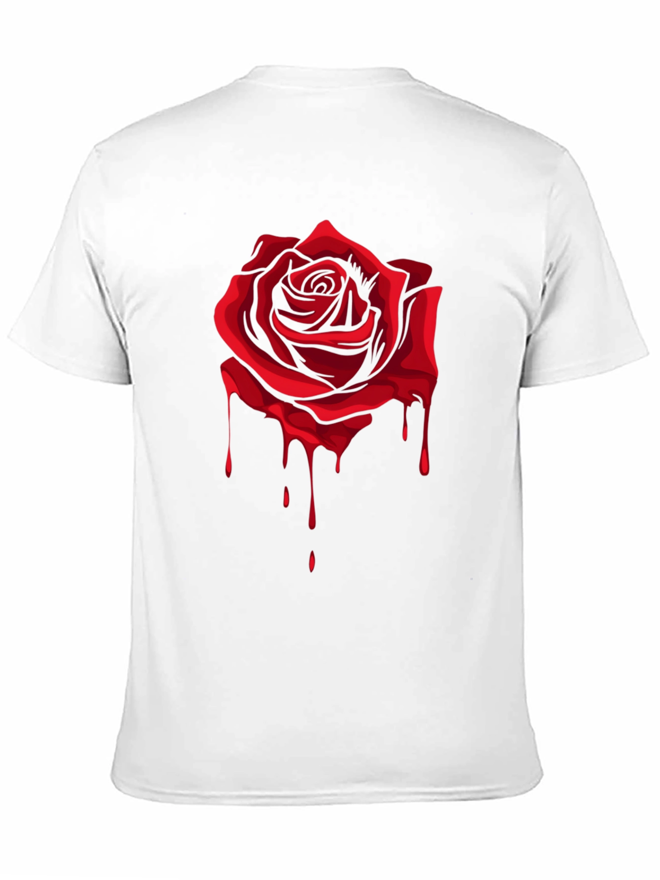 Red Rose Dripping Graphic Black T-Shirt