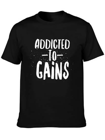 Addicted To Gains Black Graphic Tee