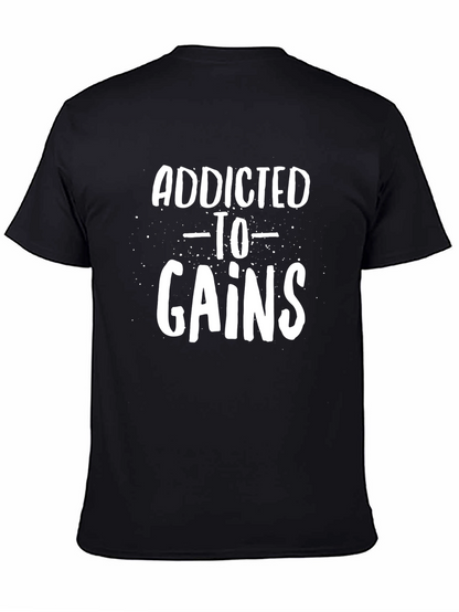 Addicted To Gains Black Graphic Tee
