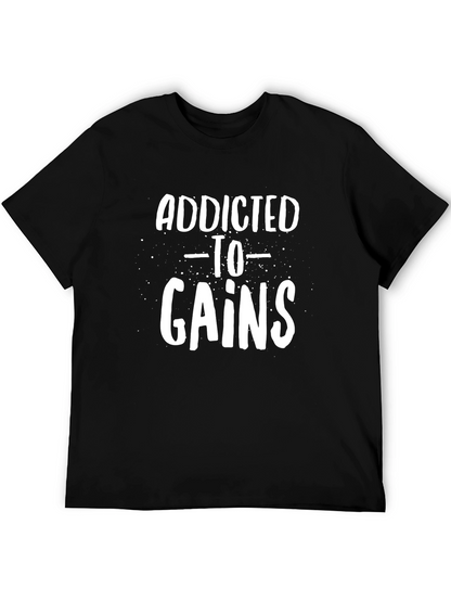 Addicted To Gains Black Graphic Tee