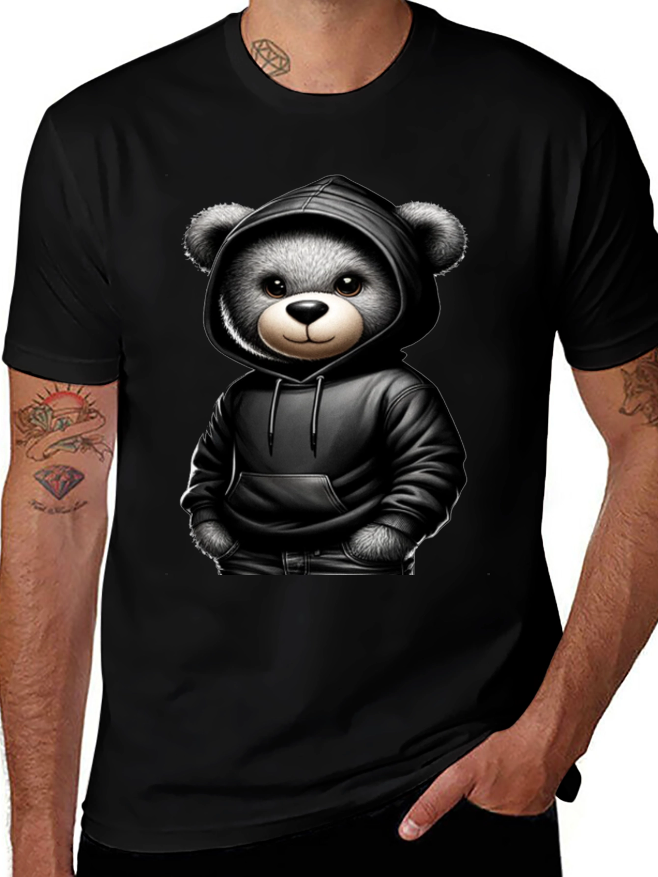 Teddy Bear in Hoodie Graphic Tee