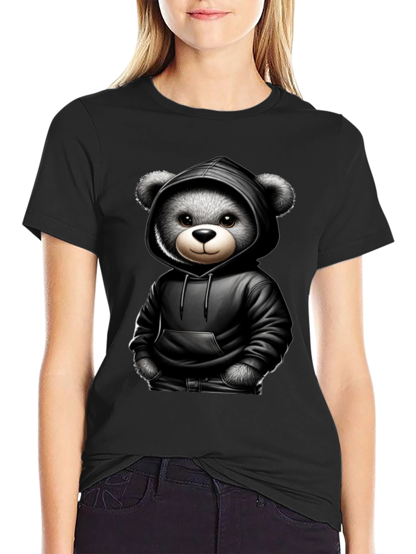 Teddy Bear in Hoodie Graphic Tee