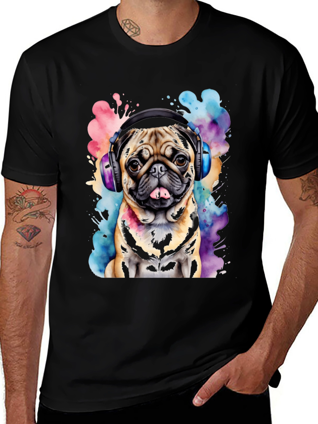 Pug DJ Graphic Tee - Funky Dog Lovers Shirt