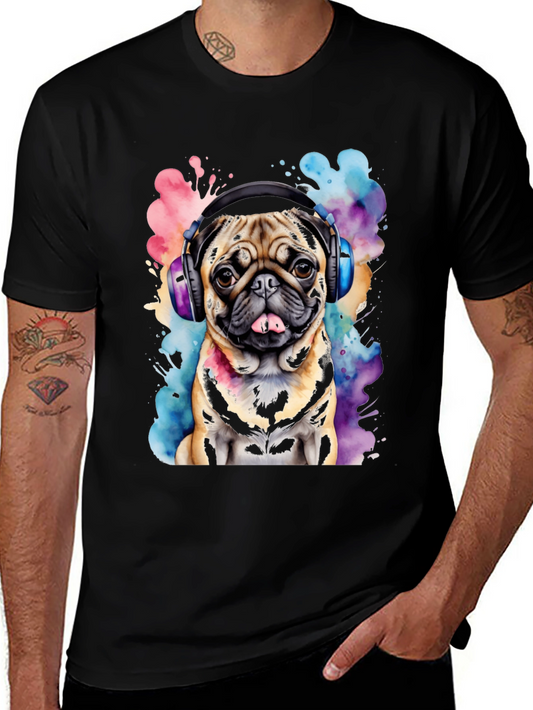 Pug DJ Graphic Tee - Funky Dog Lovers Shirt