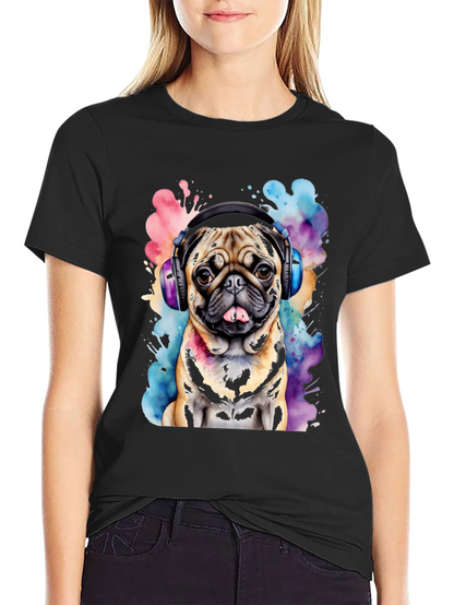 Pug DJ Graphic Tee - Funky Dog Lovers Shirt