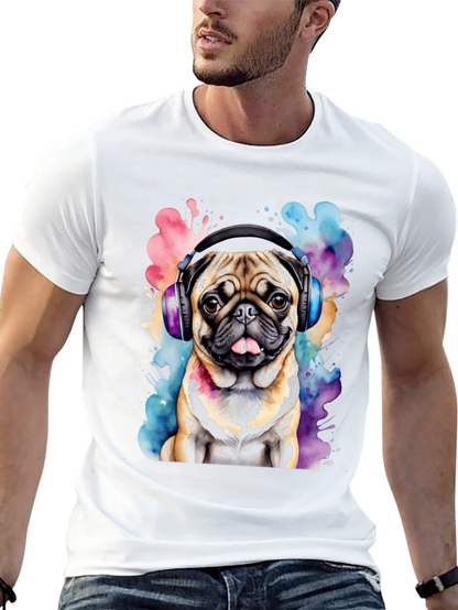 Pug DJ Graphic Tee - Funky Dog Lovers Shirt