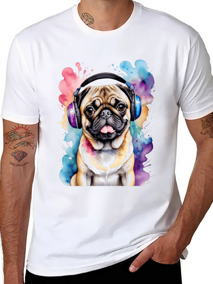 Pug DJ Graphic Tee - Funky Dog Lovers Shirt