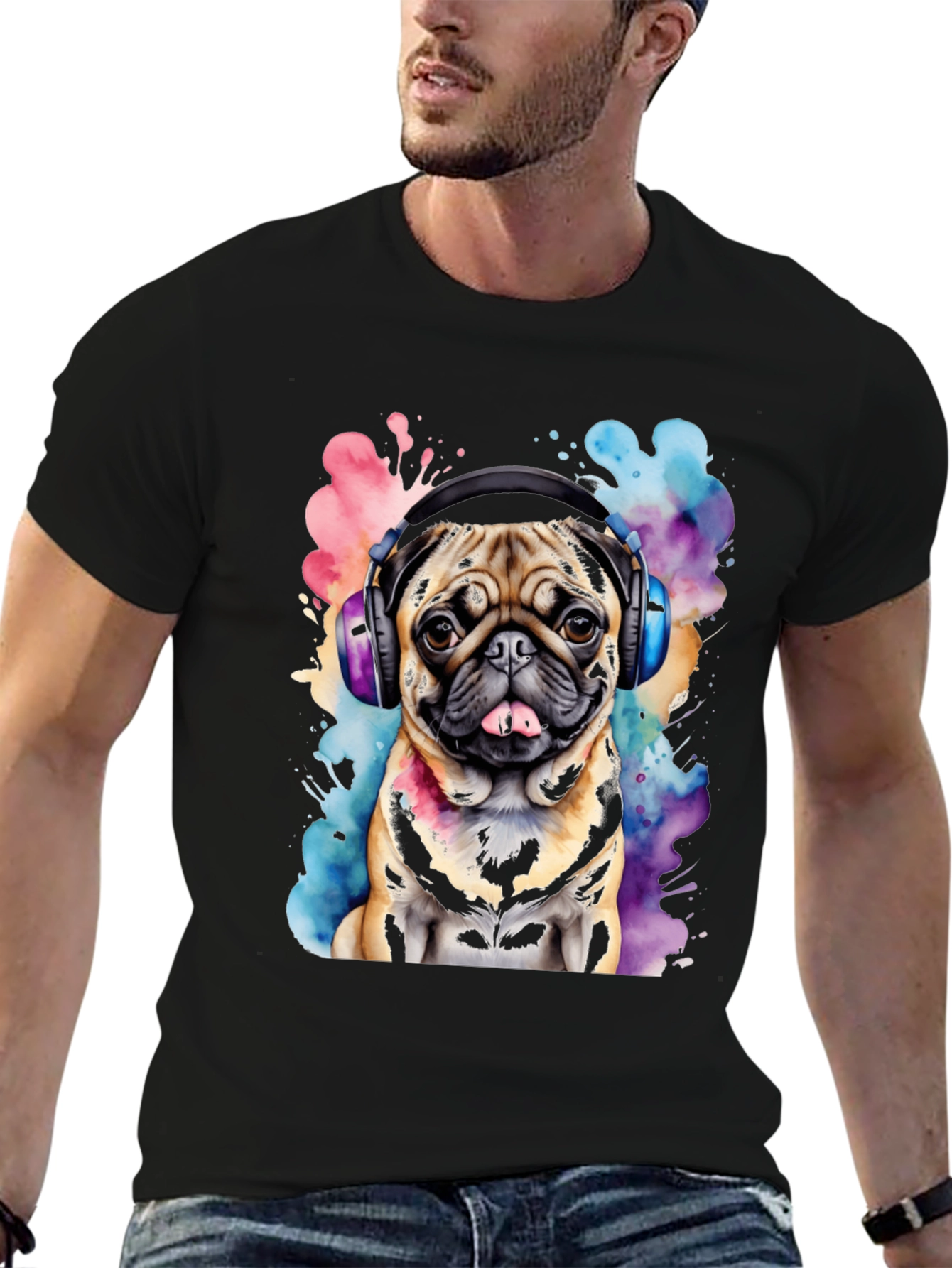Pug DJ Graphic Tee - Funky Dog Lovers Shirt