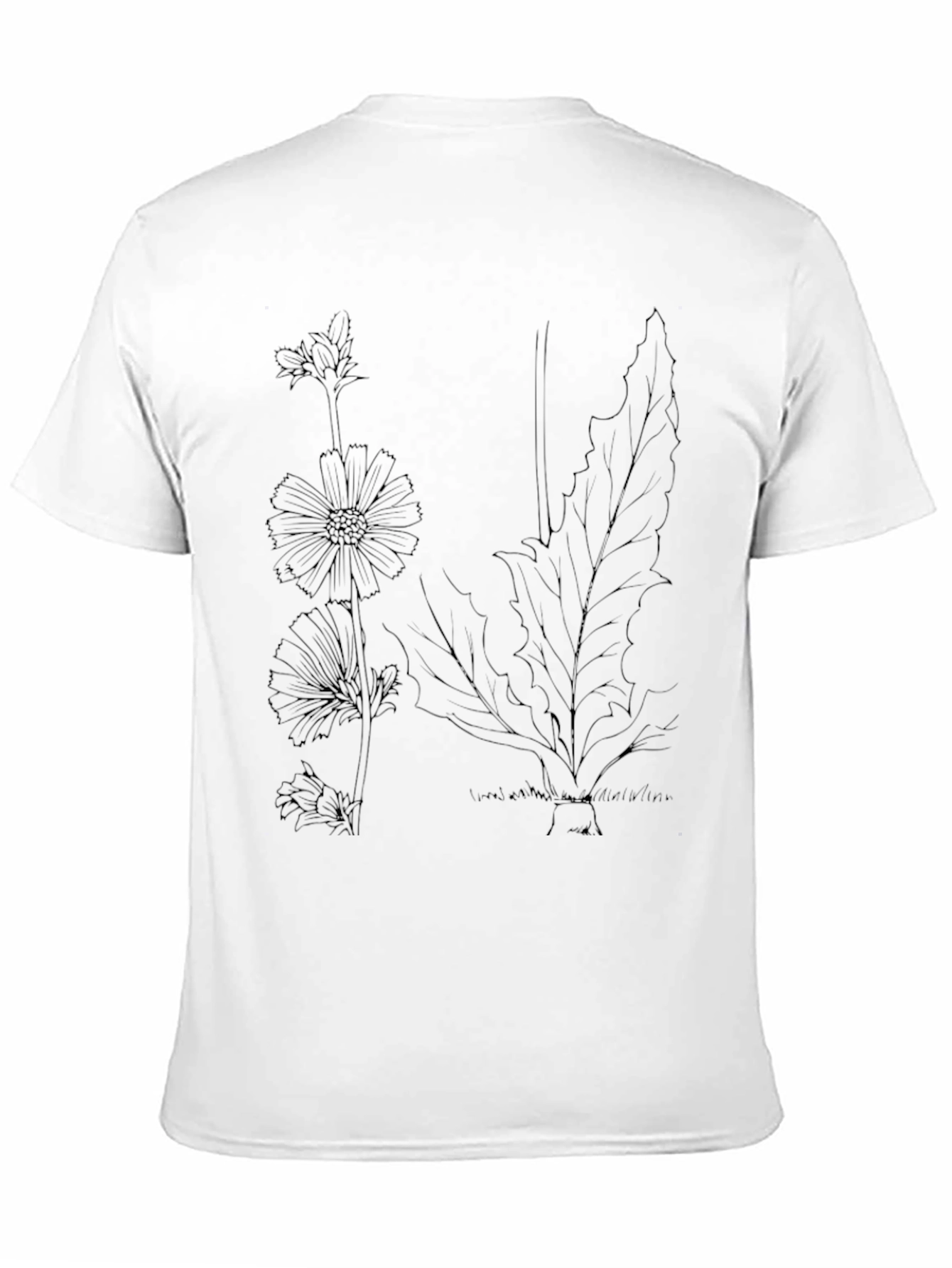 Botanical Print Black T-Shirt - Nature Inspired