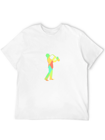 Geometric Saxophone Player Graphic Tee - Black