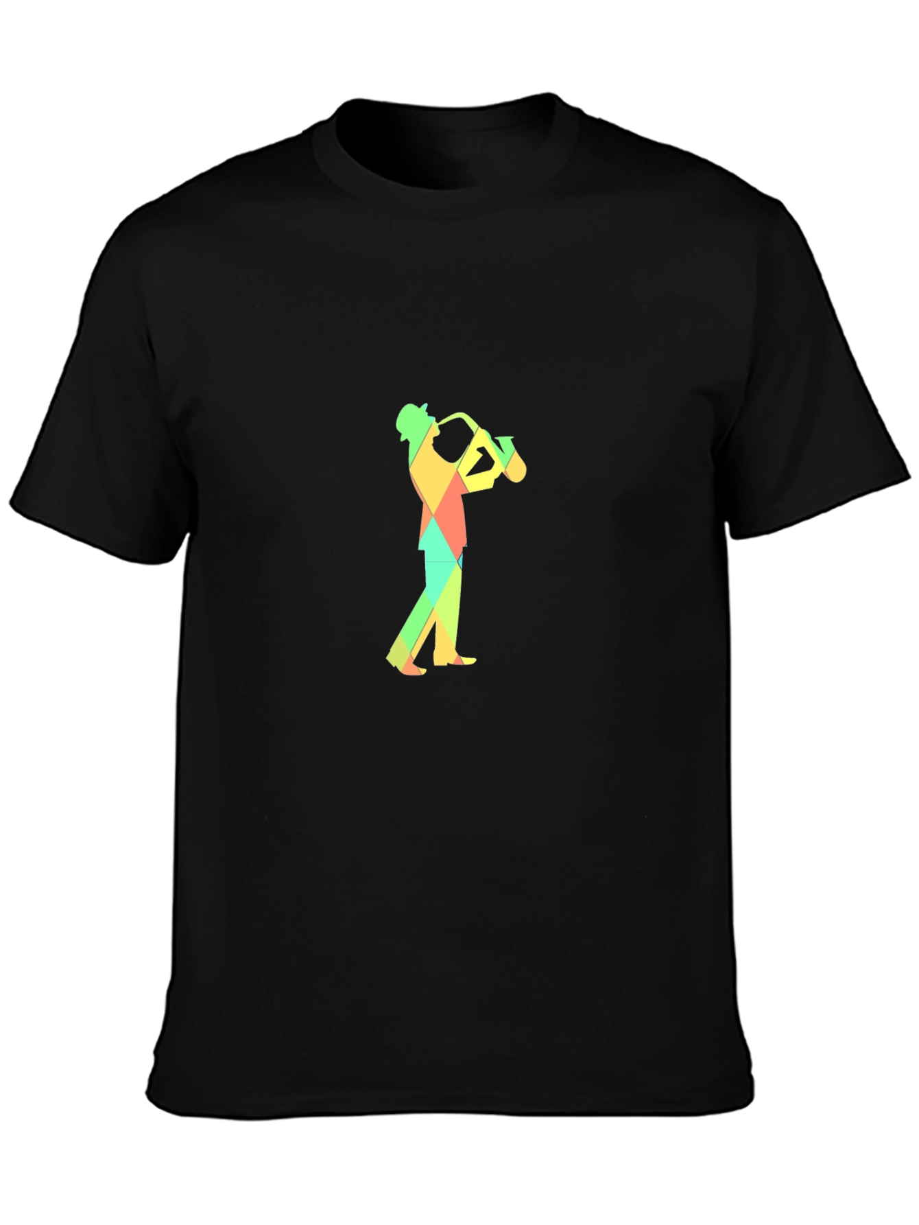 Geometric Saxophone Player Graphic Tee - Black