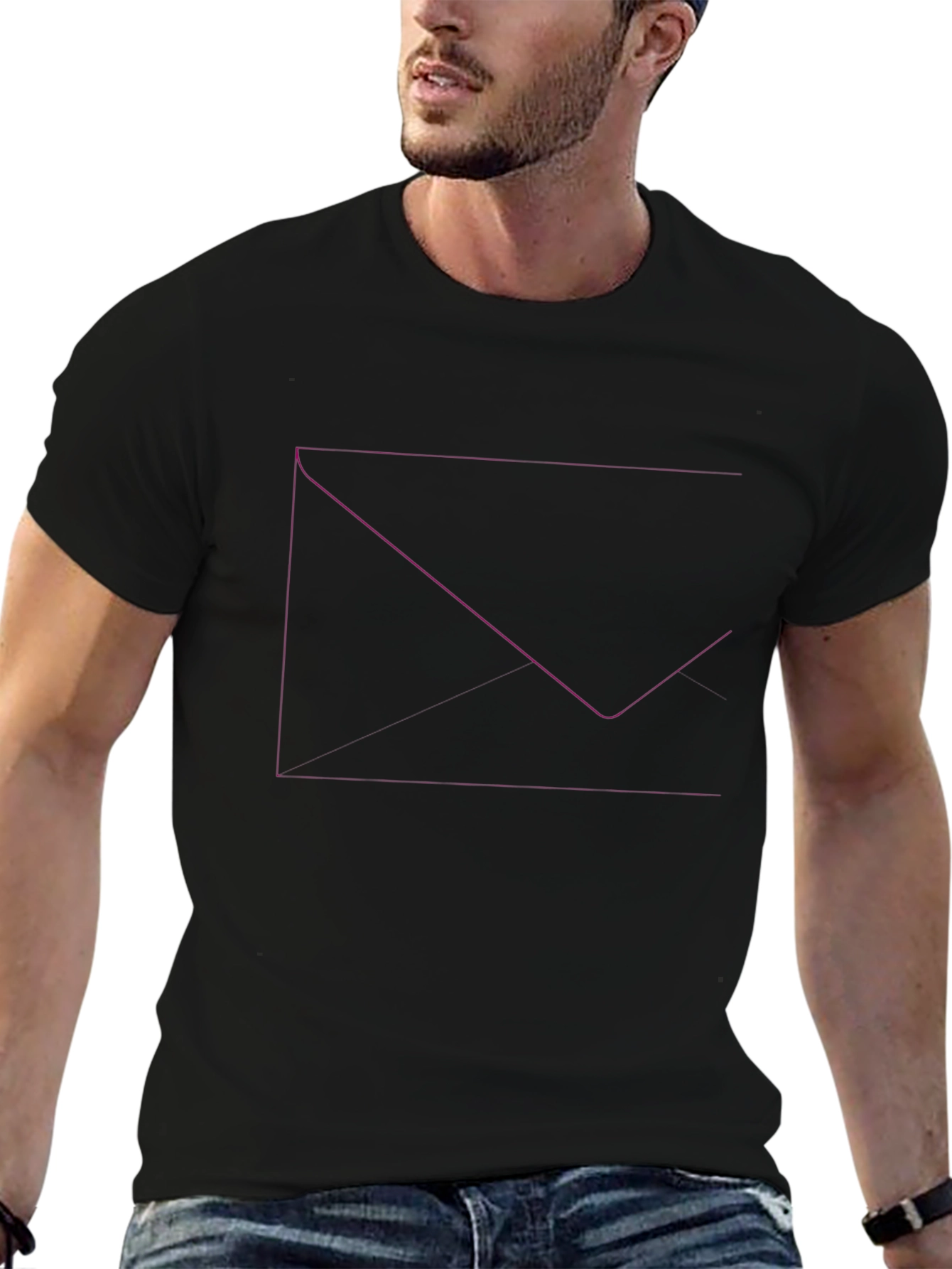 Mens Black T-Shirt with Abstract Geometric Design