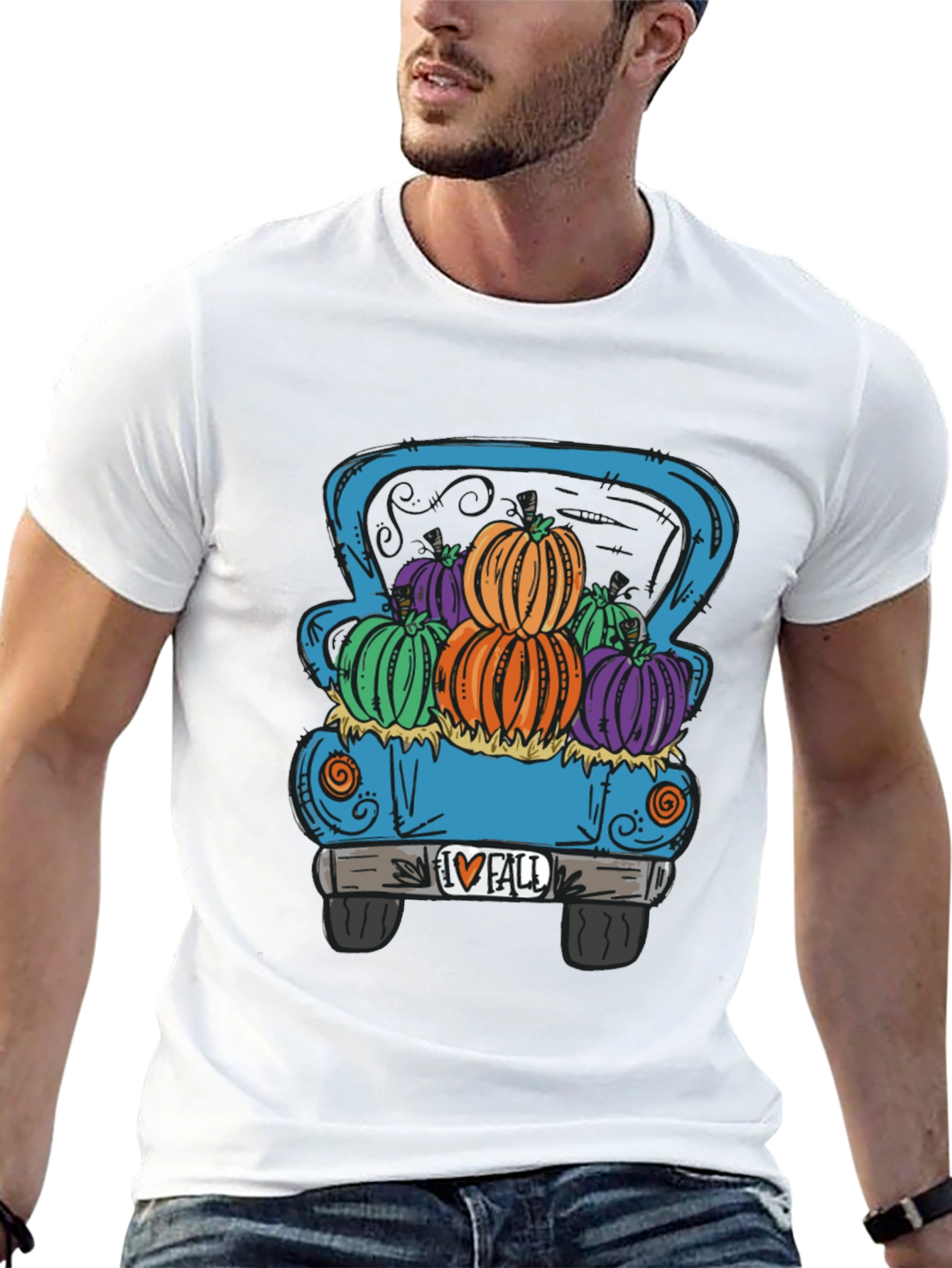Fall Pumpkin Truck Graphic Tee - Black