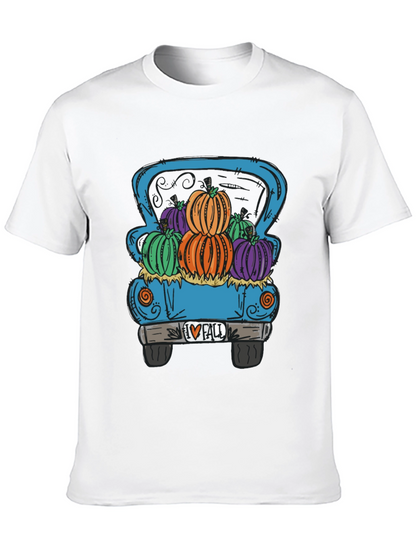 Fall Pumpkin Truck Graphic Tee - Black