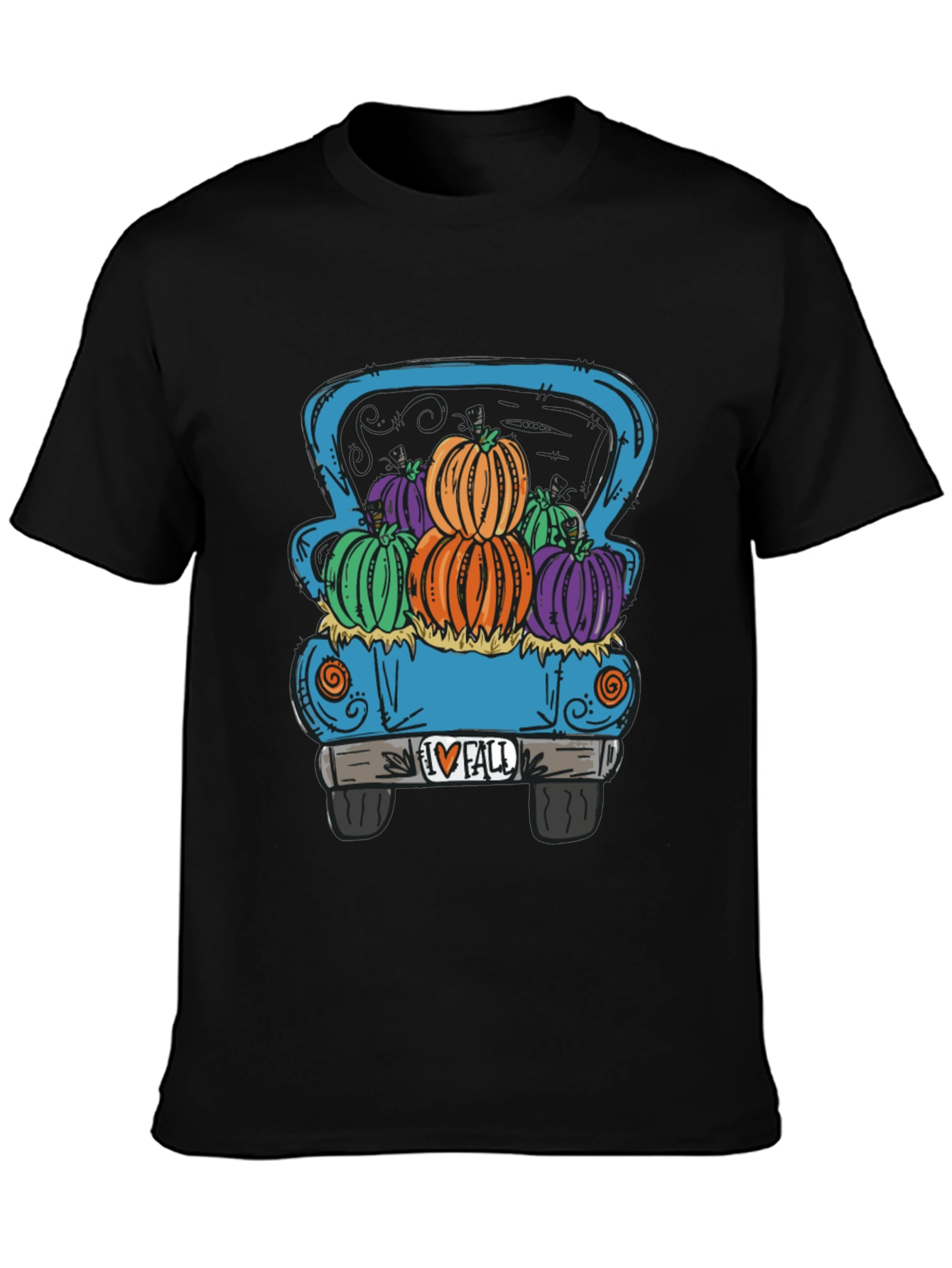 Fall Pumpkin Truck Graphic Tee - Black