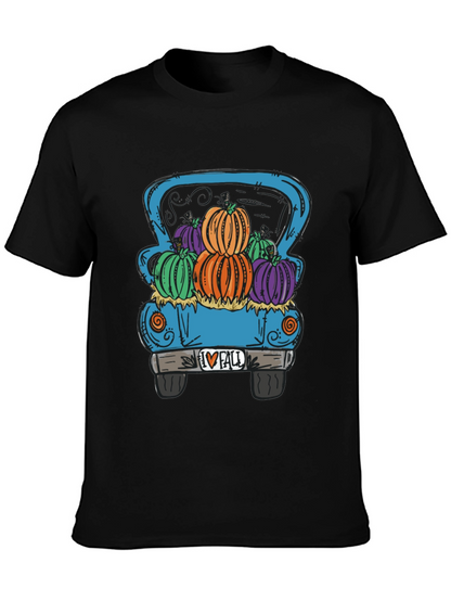 Fall Pumpkin Truck Graphic Tee - Black