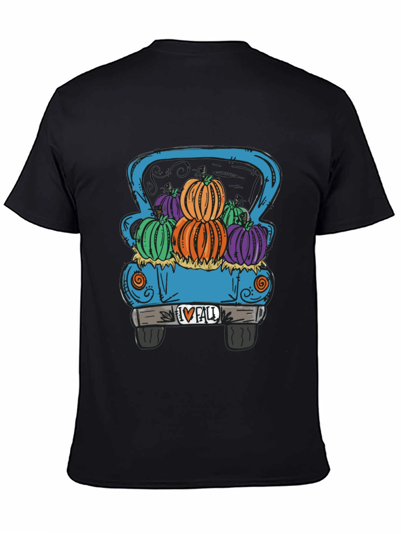 Fall Pumpkin Truck Graphic Tee - Black