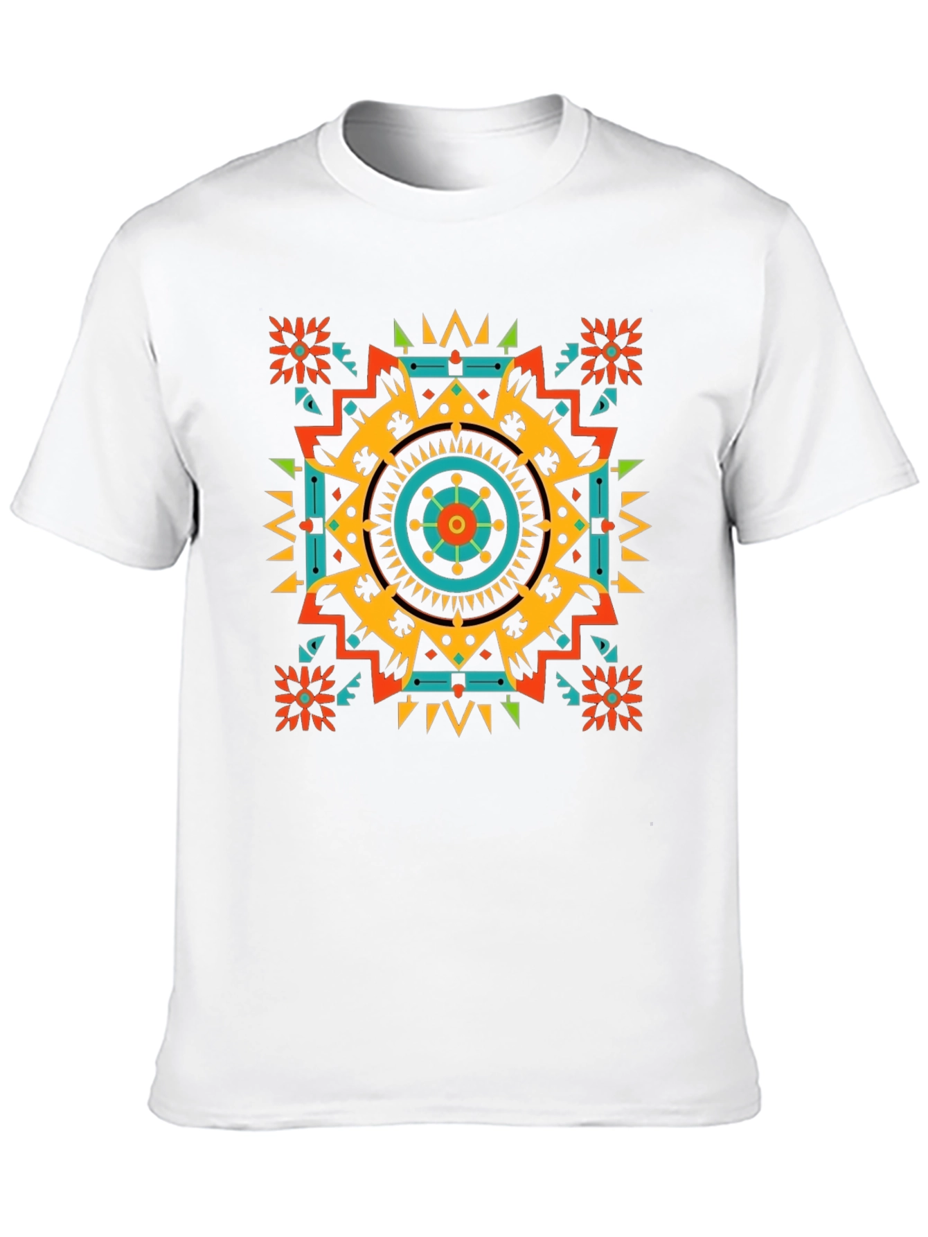 Geometric Aztec Pattern Mens Black T-Shirt