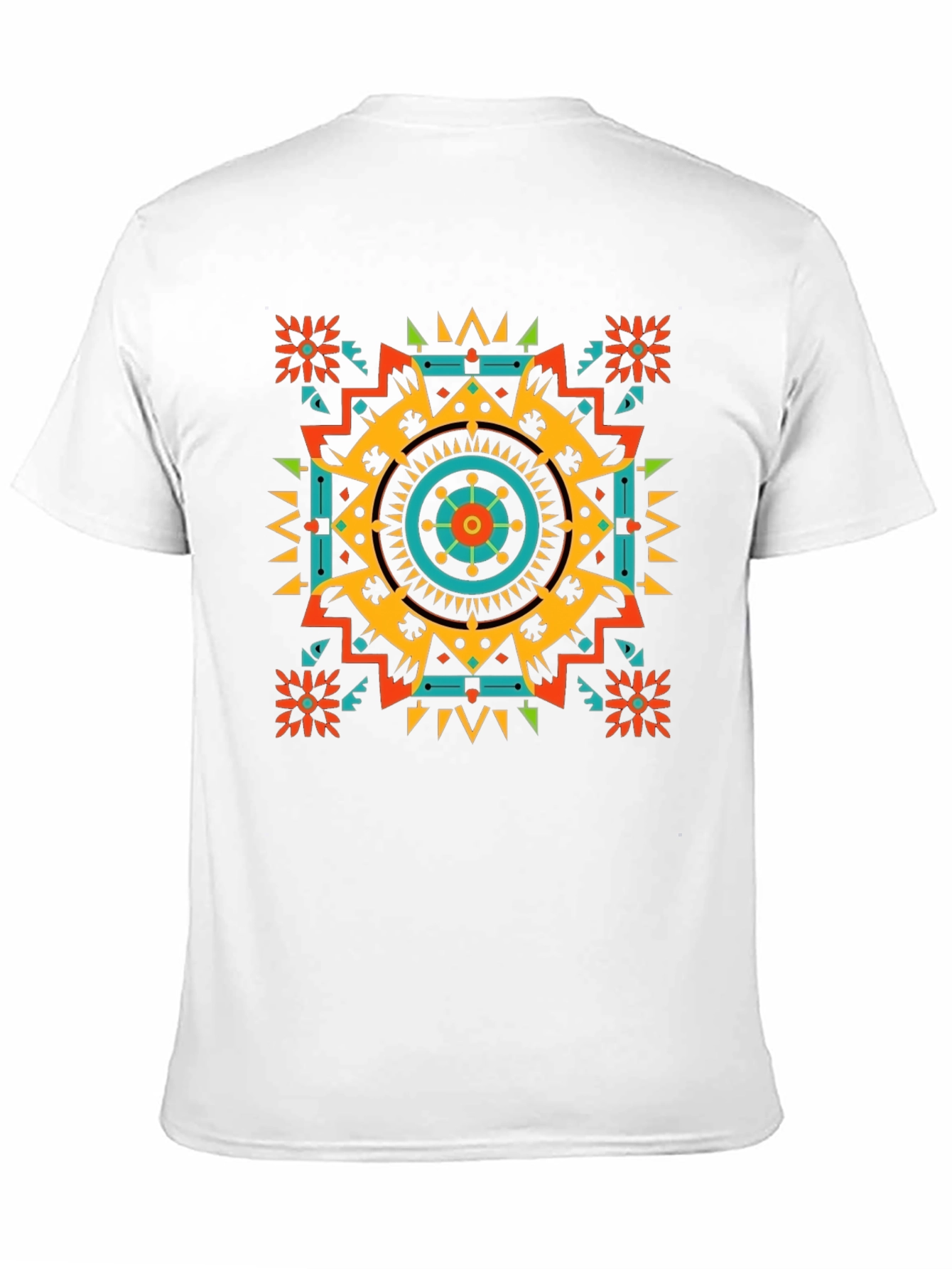 Geometric Aztec Pattern Mens Black T-Shirt