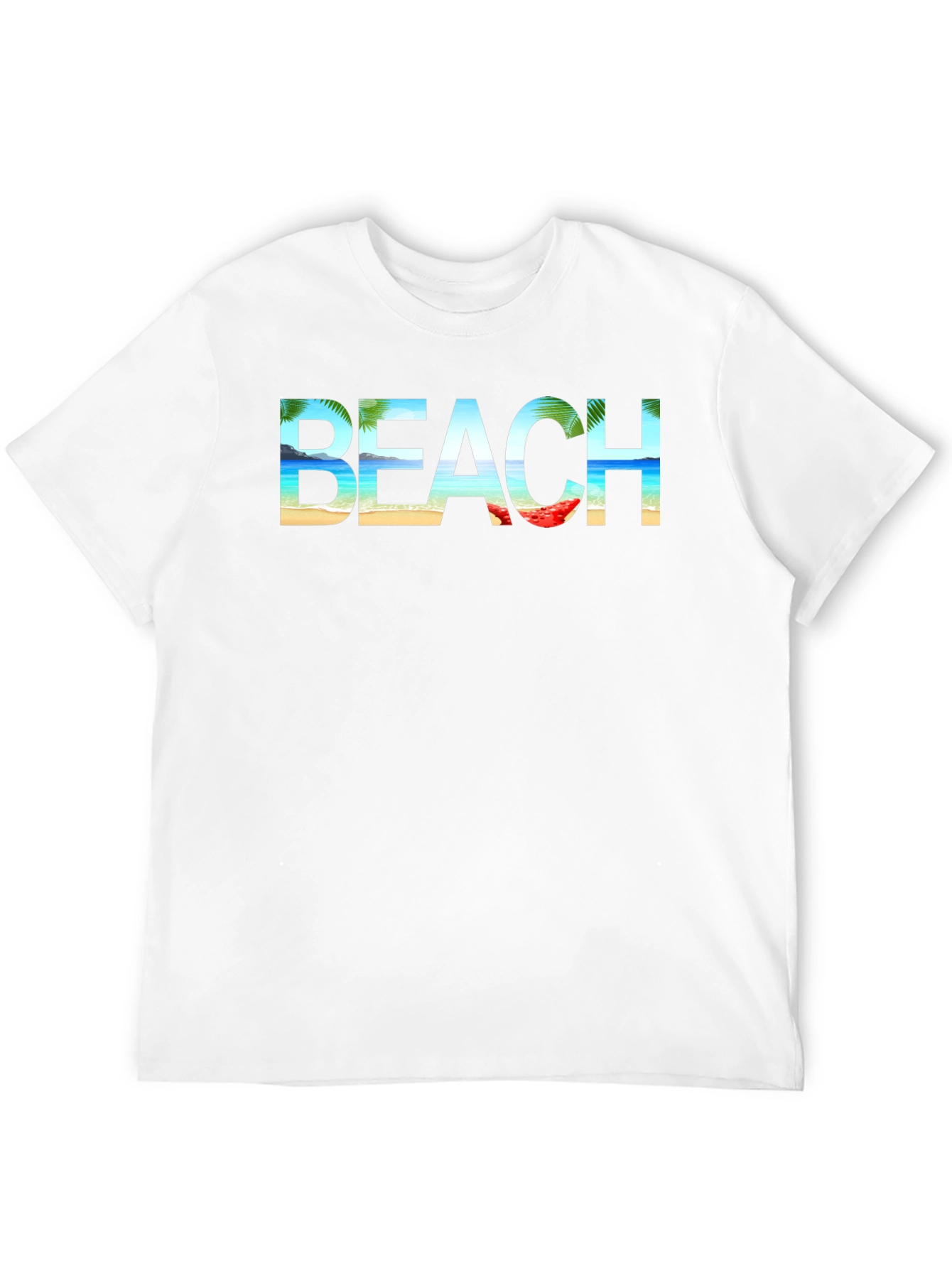 Beach Graphic Print Tee | Black Cotton T-Shirt