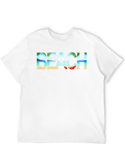 Beach Graphic Print Tee | Black Cotton T-Shirt