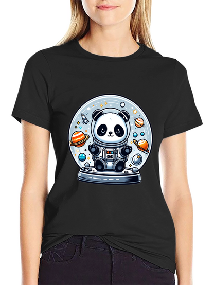 Panda Astronaut Space Globe T-Shirt