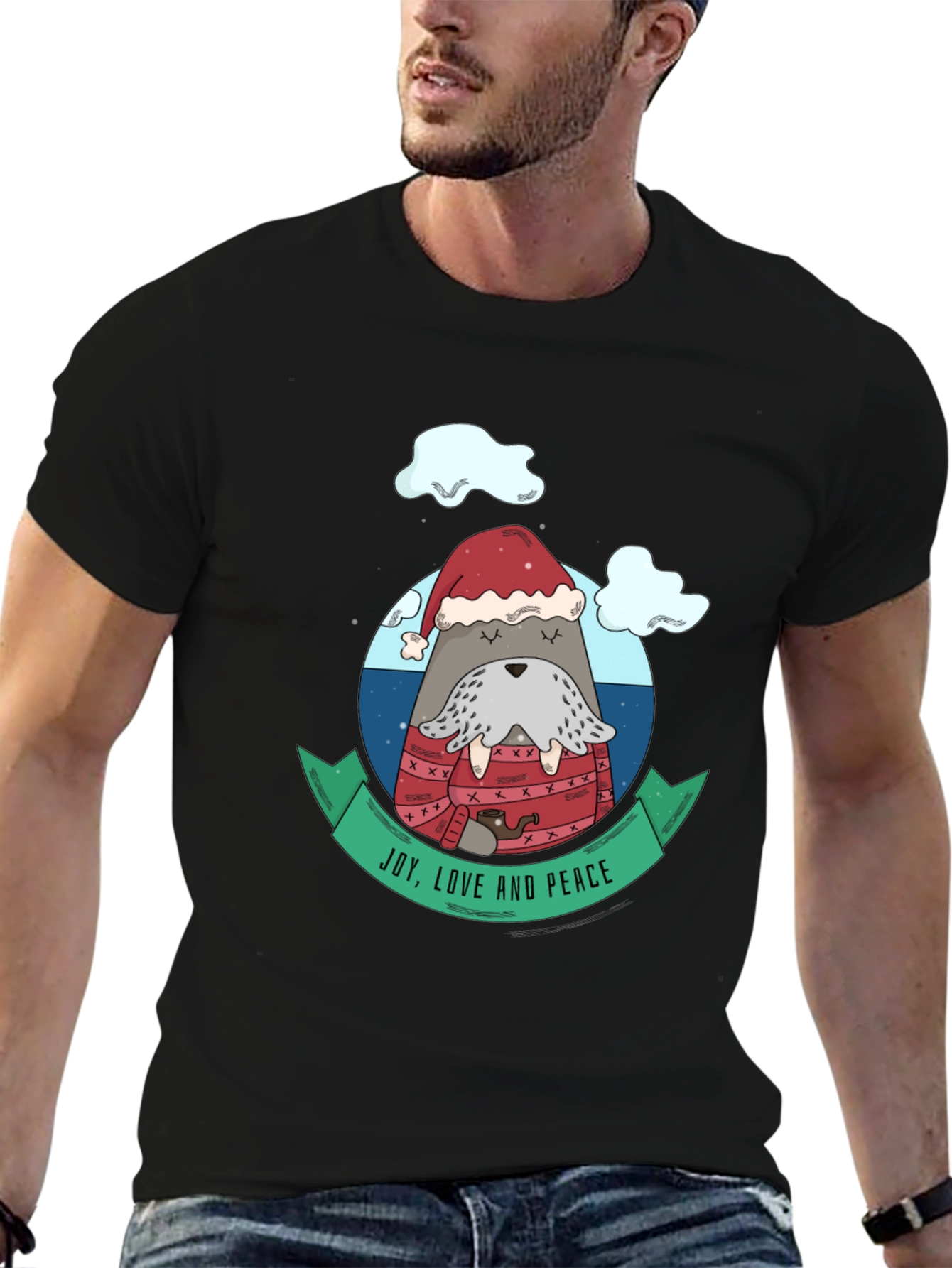 Joy Love Peace Holiday Walrus T-Shirt