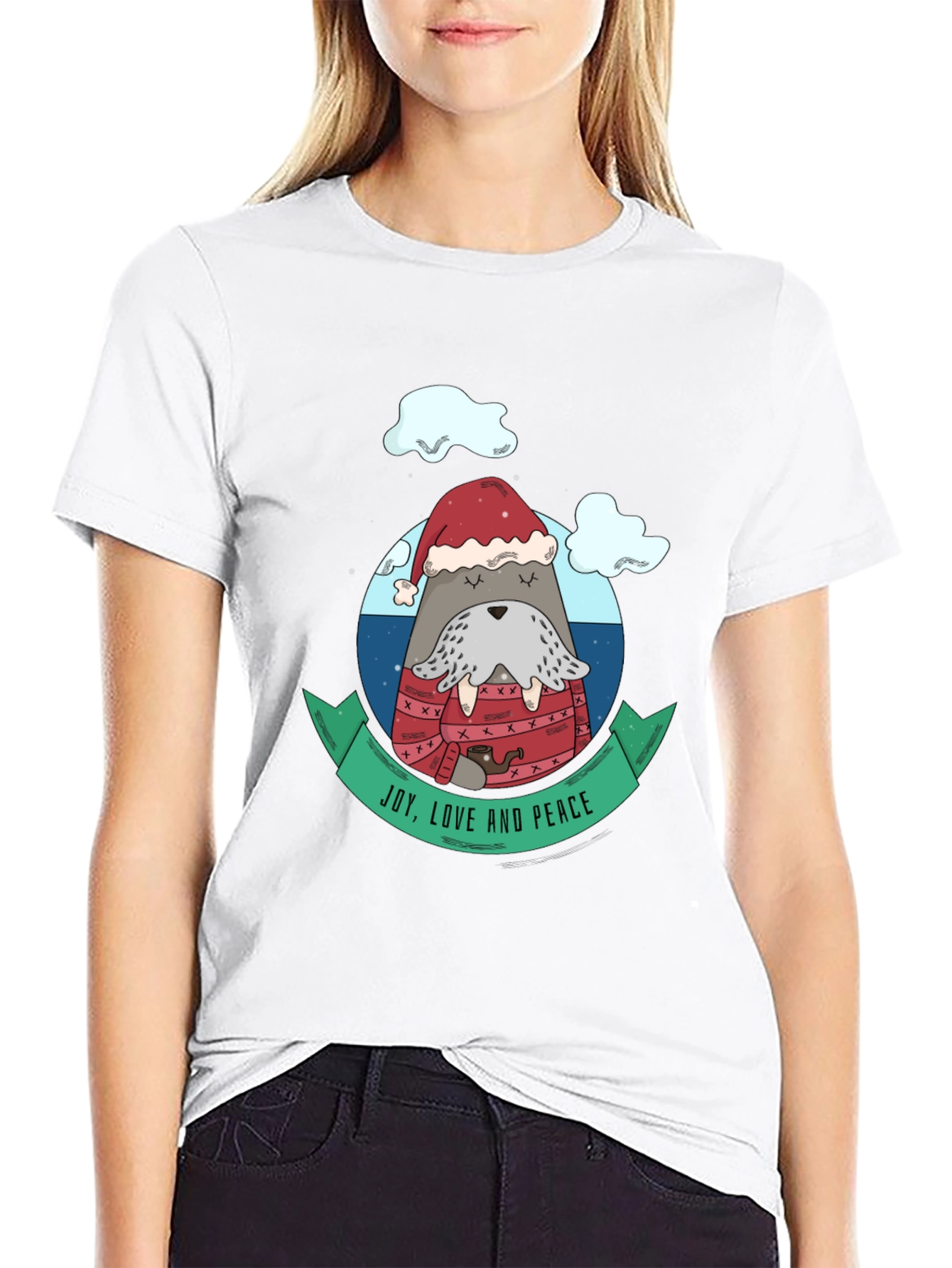 Joy Love Peace Holiday Walrus T-Shirt