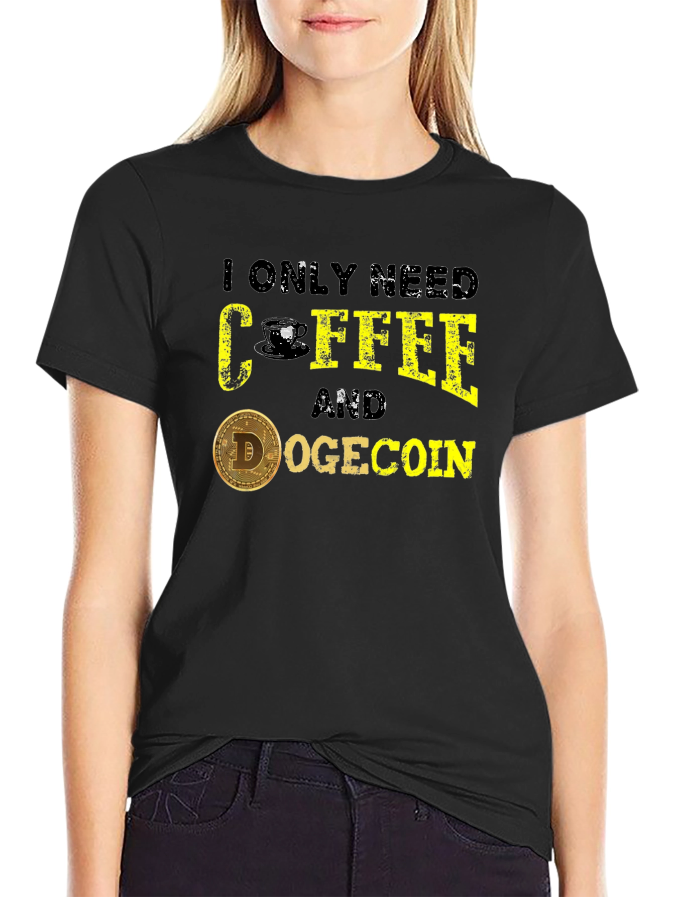 Coffee & Dogecoin Graphic Tee - Crypto Lover T-Shirt