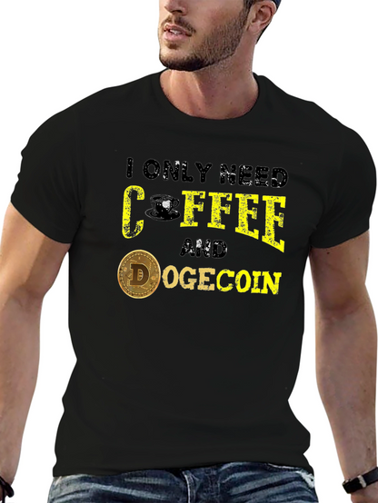 Coffee & Dogecoin Graphic Tee - Crypto Lover T-Shirt
