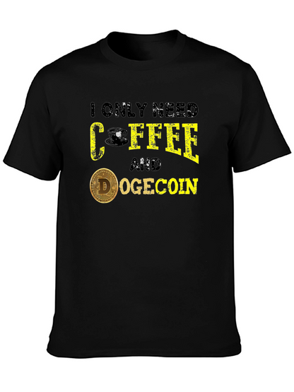 Coffee & Dogecoin Graphic Tee - Crypto Lover T-Shirt