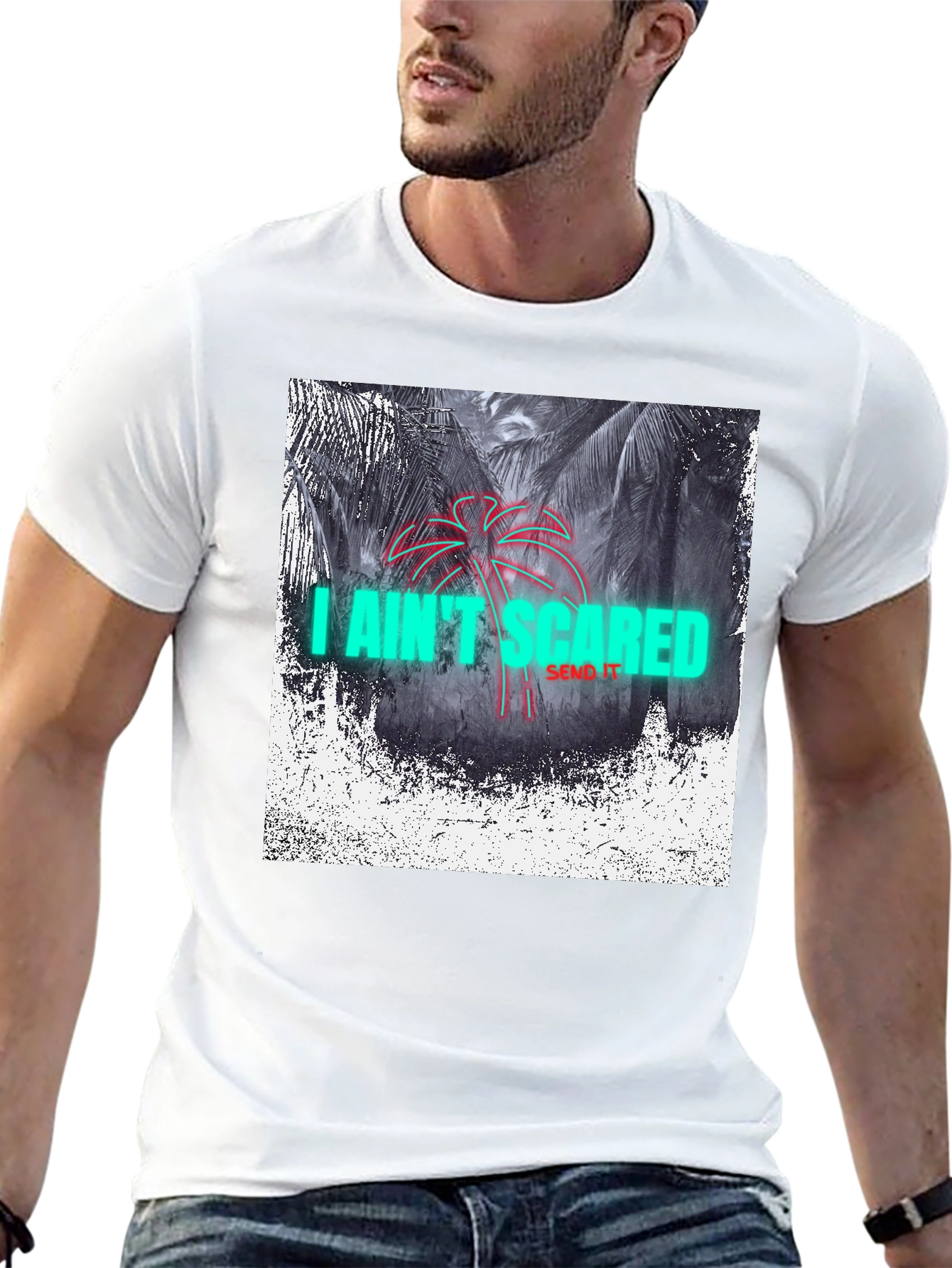 I Aint Scared Graphic Print Black T-Shirt