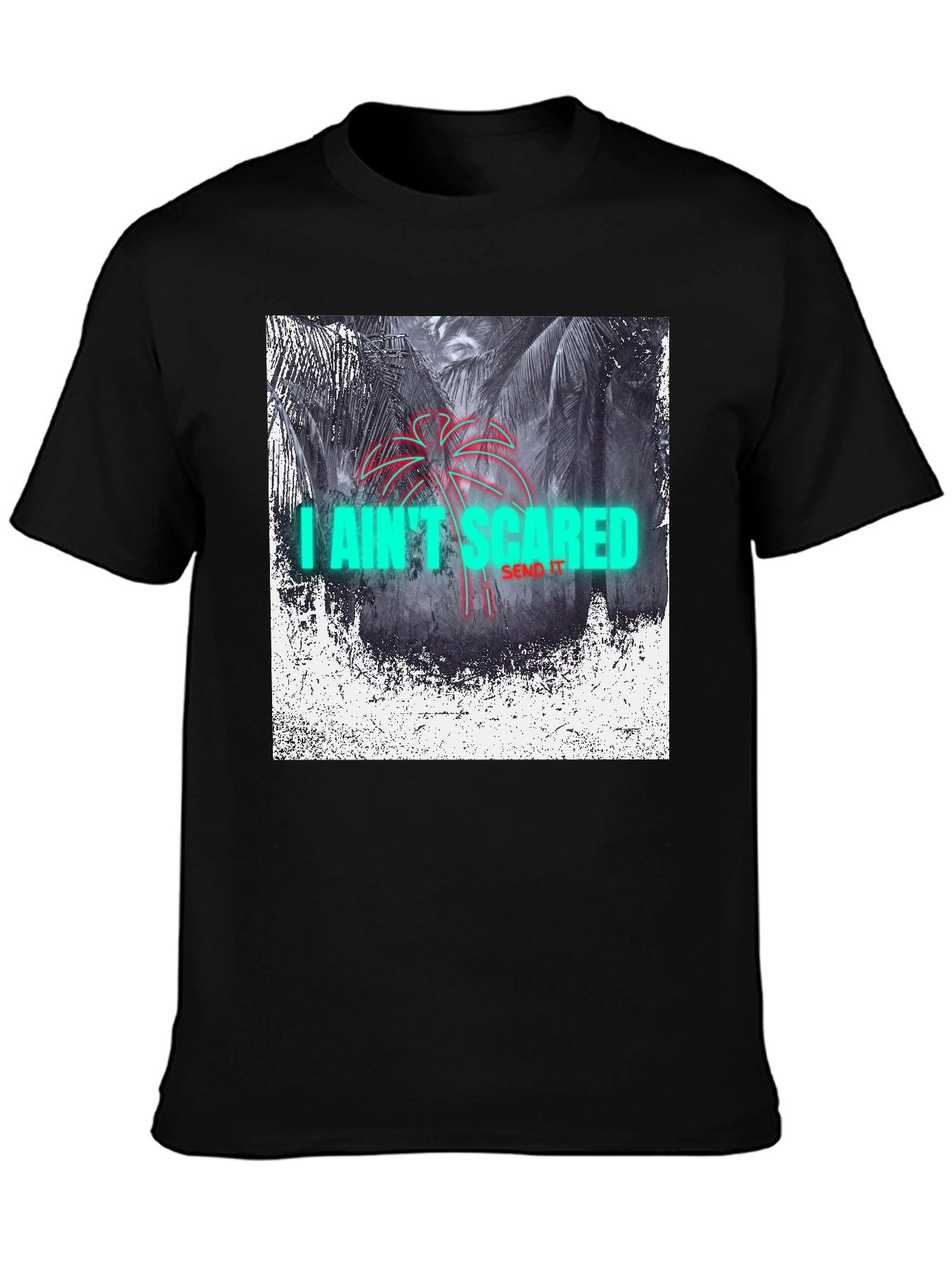 I Aint Scared Graphic Print Black T-Shirt