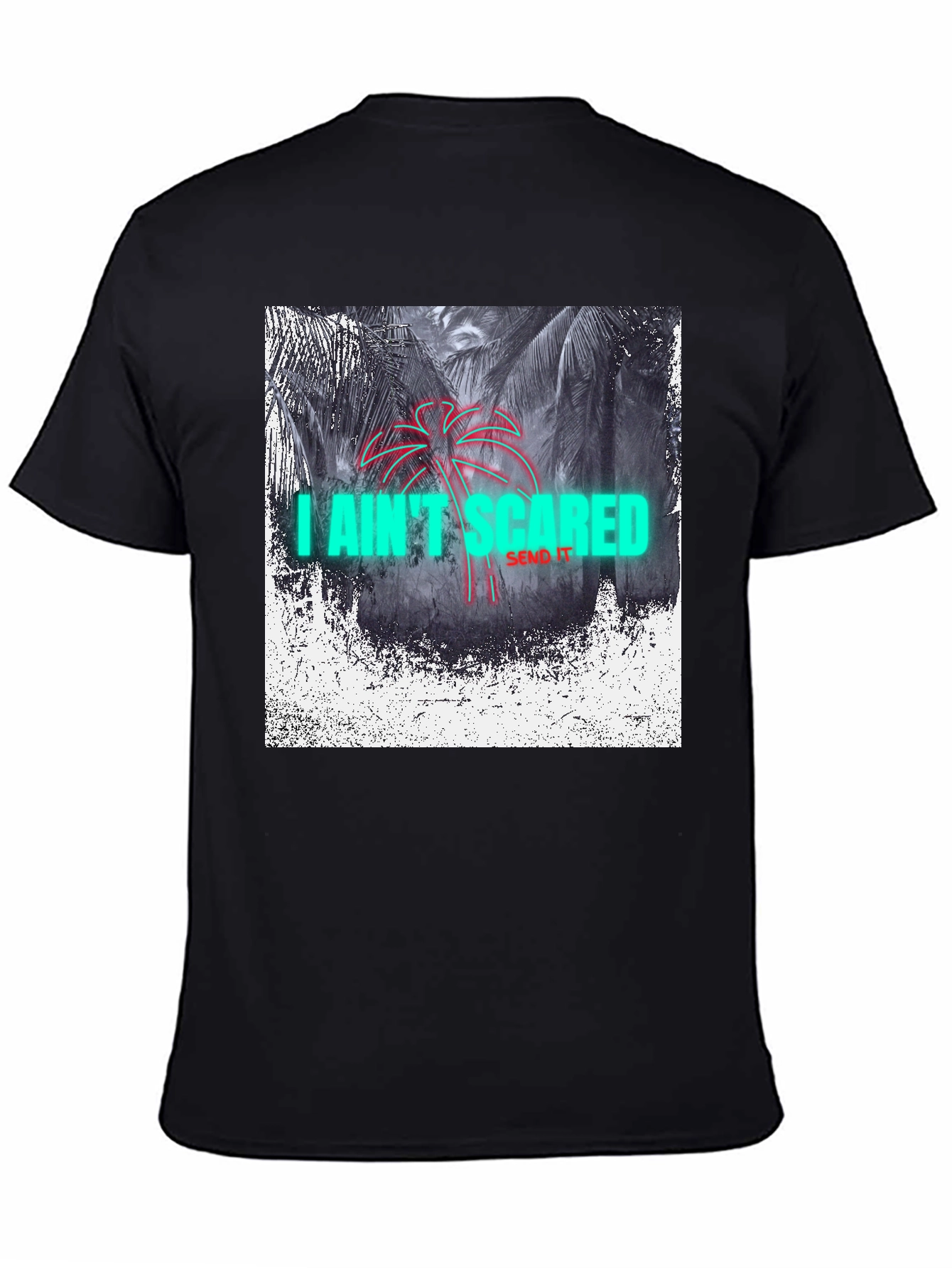 I Aint Scared Graphic Print Black T-Shirt