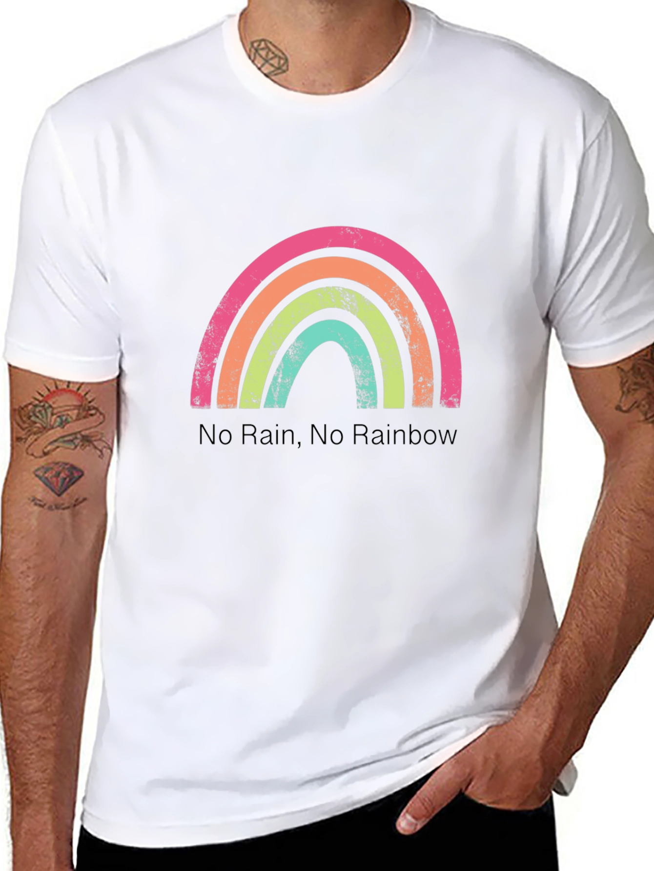 Rainbow Graphic T-Shirt - No Rain No Rainbow